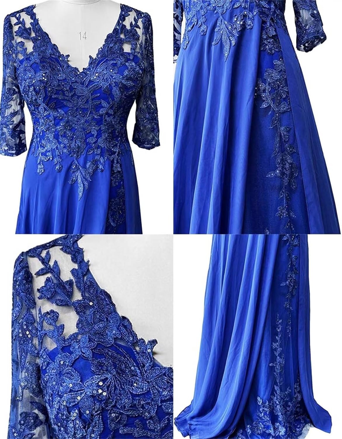 Women's Formal Chiffon Prom Dress with 3/4 Long Sleeves Wedding Guest Evening Party Formal Elegant Dress 2025