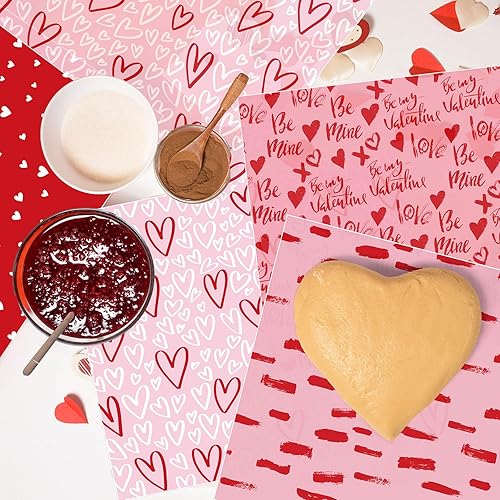 Miniatura 7 de JarThenaAMS - 240 hojas de papel de cera para el día de San Valentín, 4 estilos, papel de seda de corazón rojo y rosa, papel de seda Love Be Mine