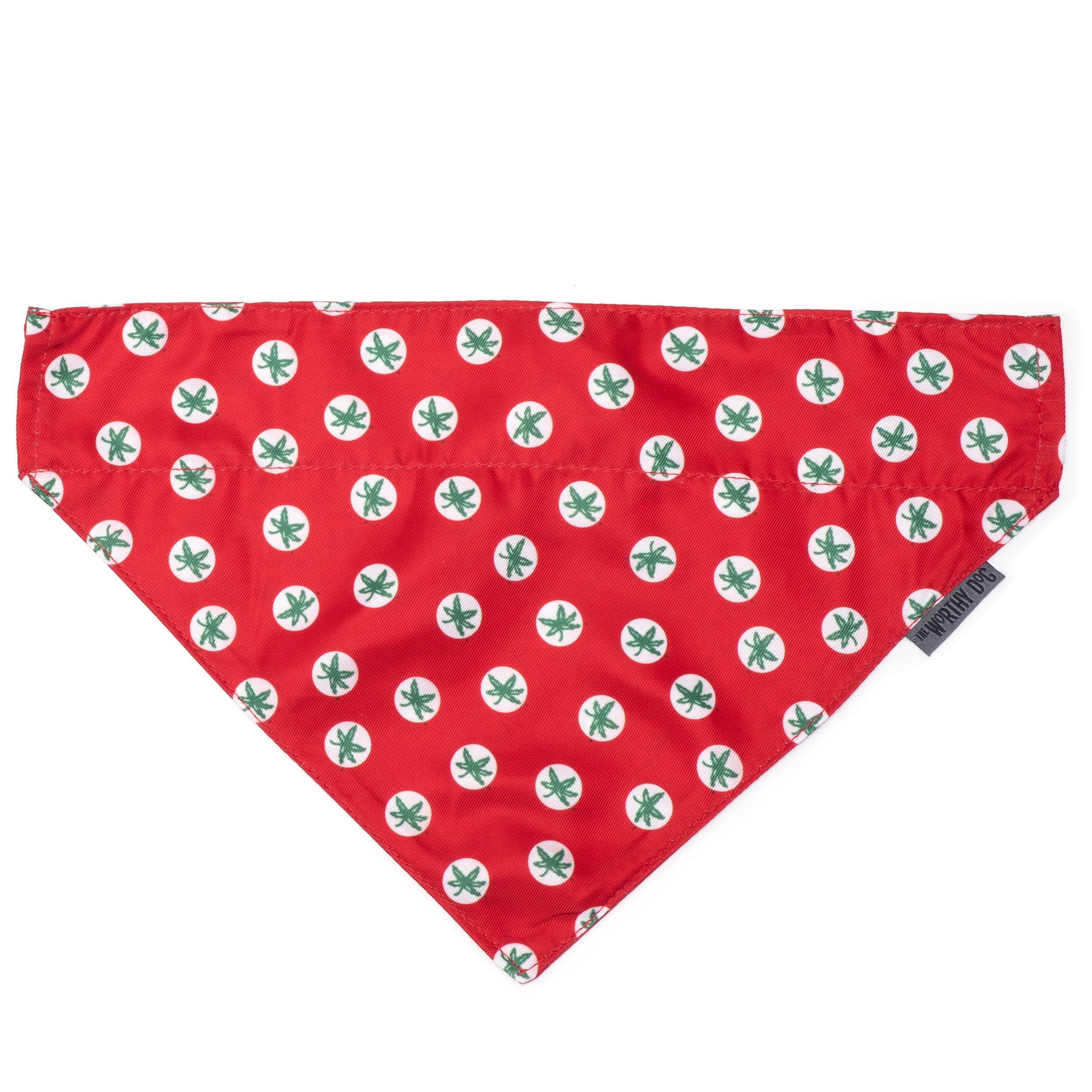 The Worthy Dog Ohio State Tossed Decals Slide On Bandana Comfortable and Adjustable Dog Cat Accessories - Small, Red