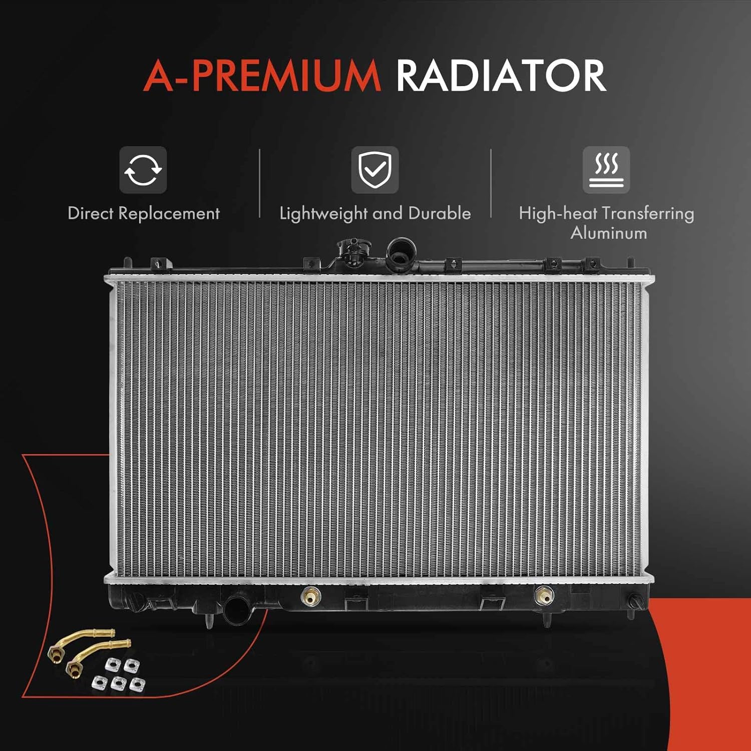 A-Premium Engine Coolant Radiator with Transmission Oil Cooler Compatible with Mitsubishi Lancer 2002-2007 L4 2.0L, Automatic Transmission