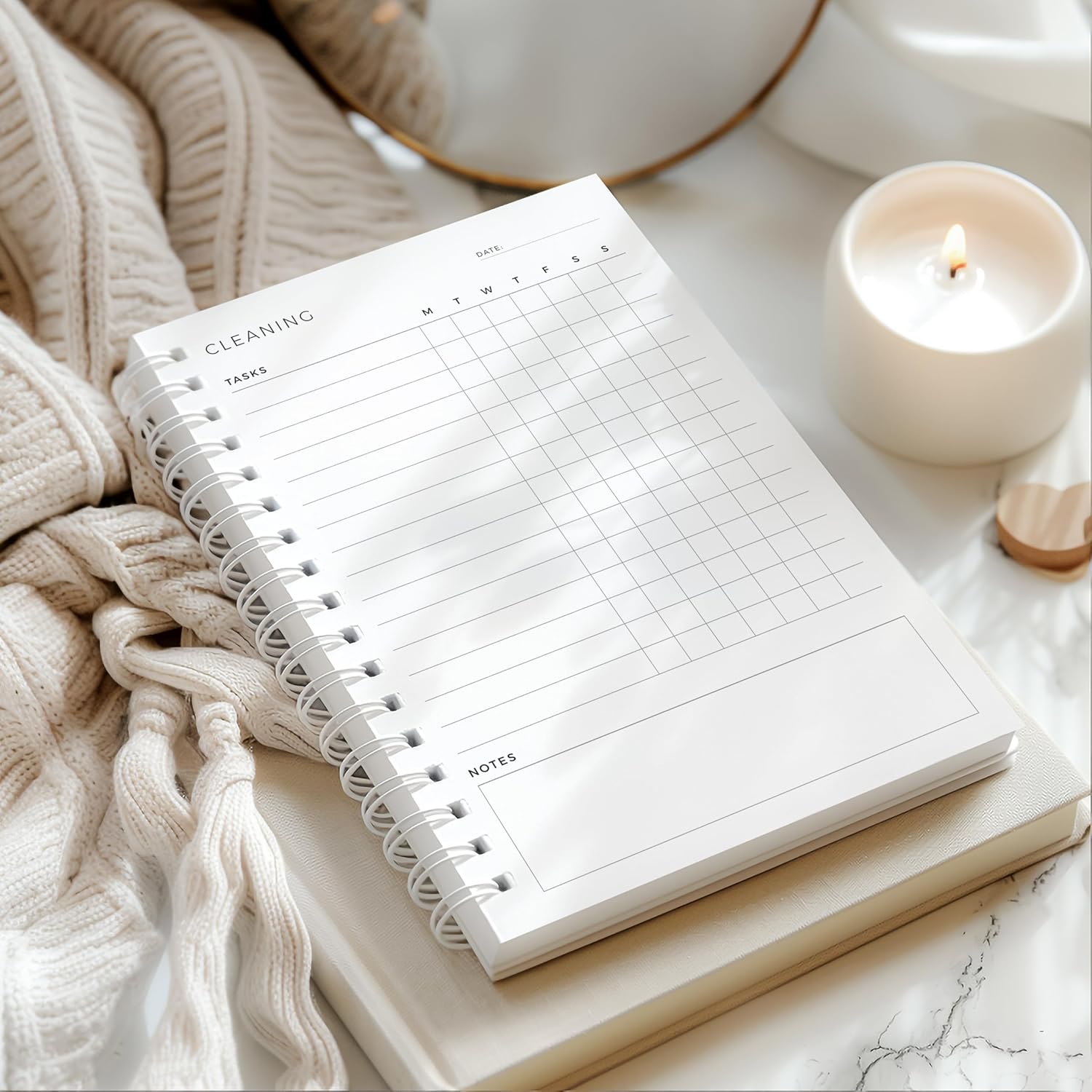 Weekly Cleaning Planner Notebook, A5 Home Cleaning To Do List, 120 Pages, Wire-O Spiral Binding, 100gsm Paper (Blue, Hardcover)