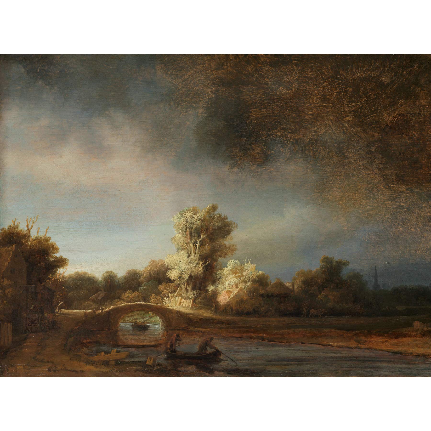 Artery8 Rembrandt Landscape With A Stone Bridge Landscape Large Wall Art Poster Print Thick Paper 18X24 Inch