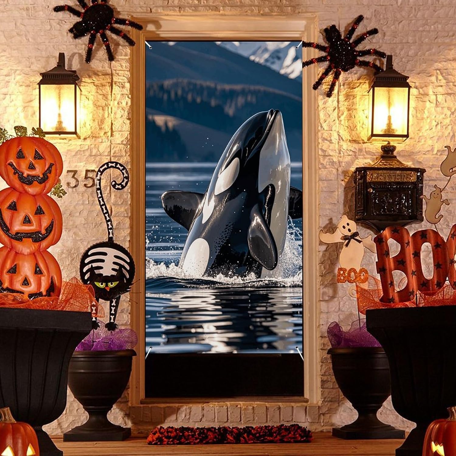 Orca Killer Whale Decoration Door Banner Welcome Door Cover image 4