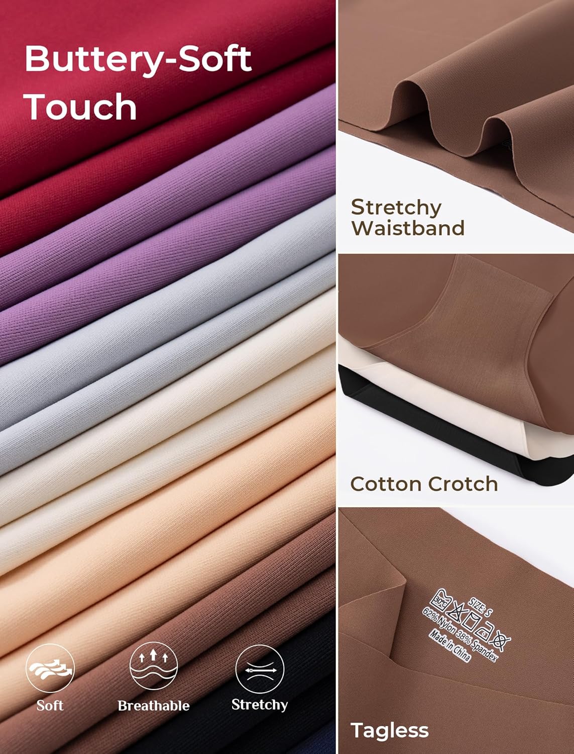 voenxe Seamless Bikini Underwear for Women,No Show Ladies Panties,Invisible Hipster Panty Brief Undies,Low Rise Cheeky,5 Pack - Image 5