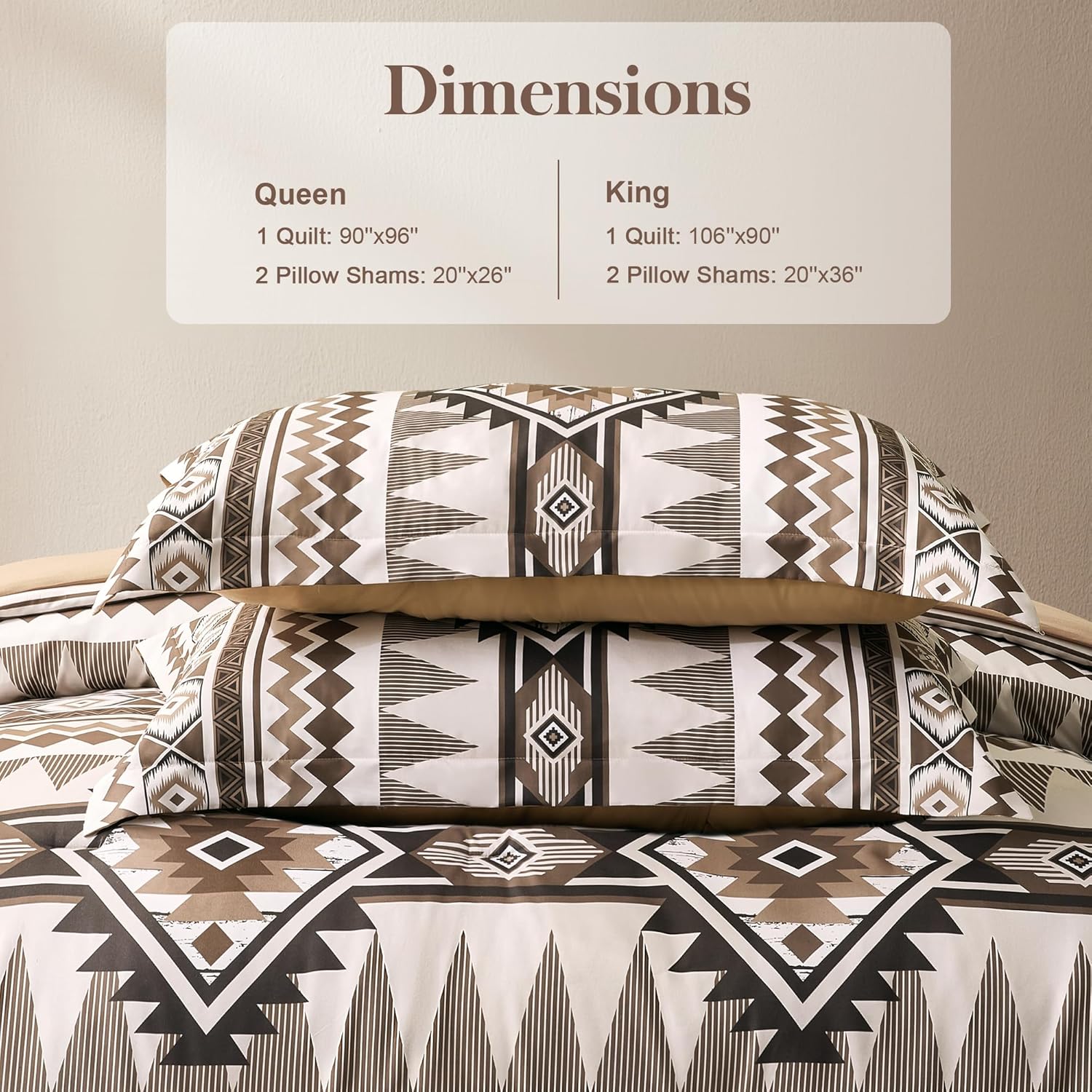 Brown King Size Comforter Set – 3 Piece Boho Aztec Western Bedding Sets, Soft Lightweight Comforter for All Seasons, Southwestern Style, 1 Comforter & 2 Pillow Shams - Image 7