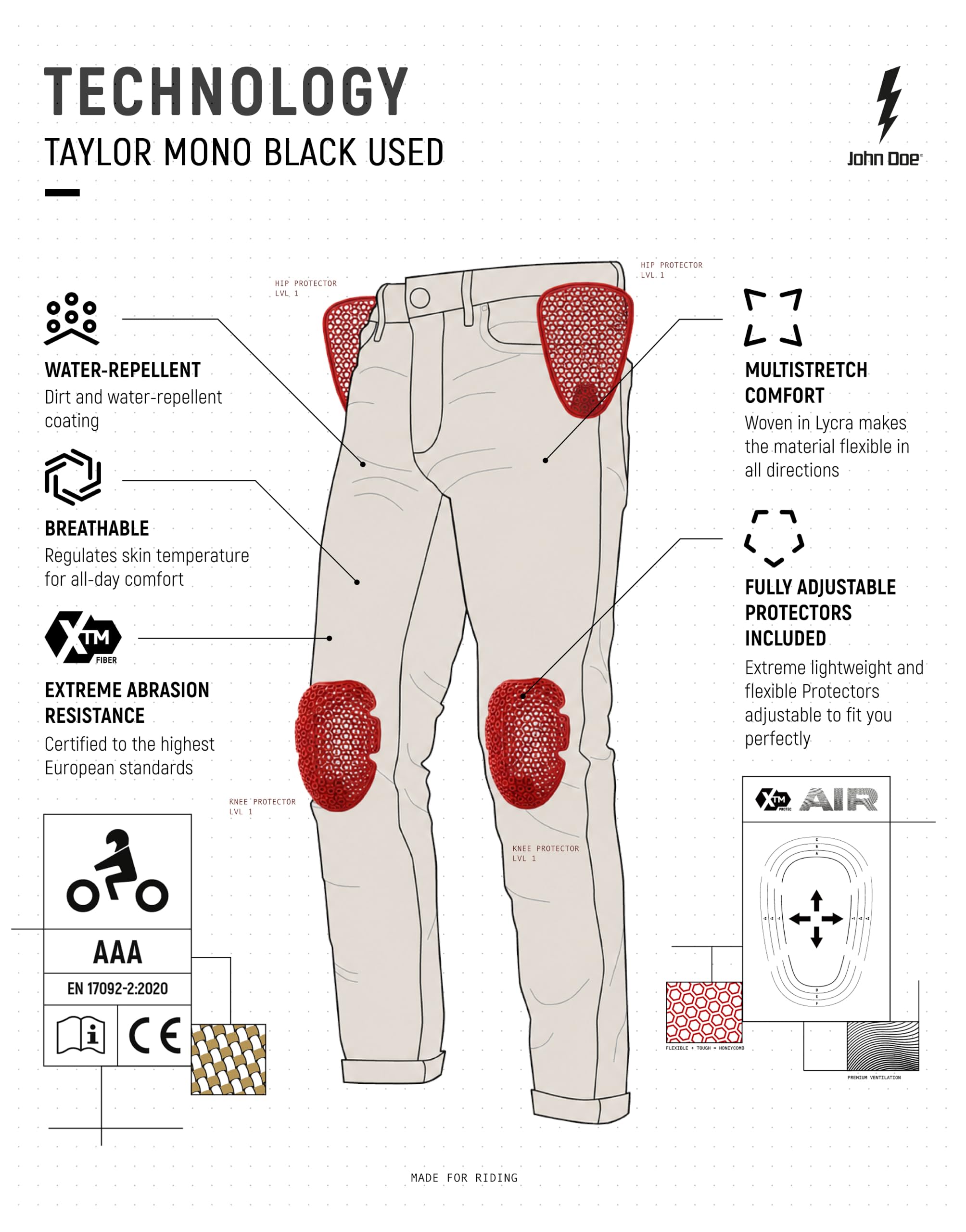 John Doe Taylor Mono - Pantalones de Moto Hombre