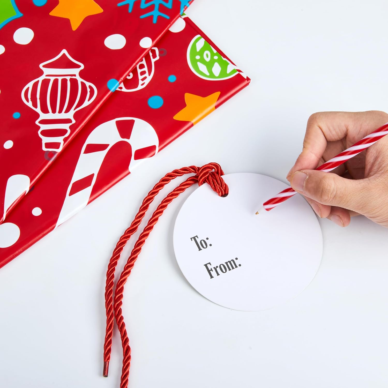 JOYIN Christmas 4 Pcs Jumbo Gift Bags, Extra Large Heavy Duty 44” x 36” Drawstring Xmas Present Bag with Tags for Big Gifts, Christmas Season, Gift Giving, Holiday Presents or Decorations