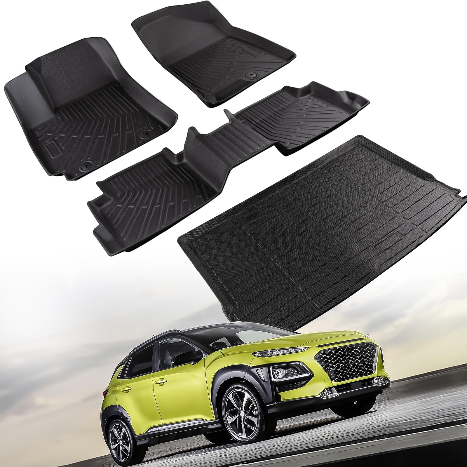 Amazon.com: CreekT All Weather Floor Mats & Trunk Mat for Hyundai Kona ...