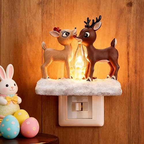 Luz nocturna de fogata de renos navideños: lámpara LED de imitación de fogata, decoración de Navidad, llama parpadeante para dormitorio, pasillo,