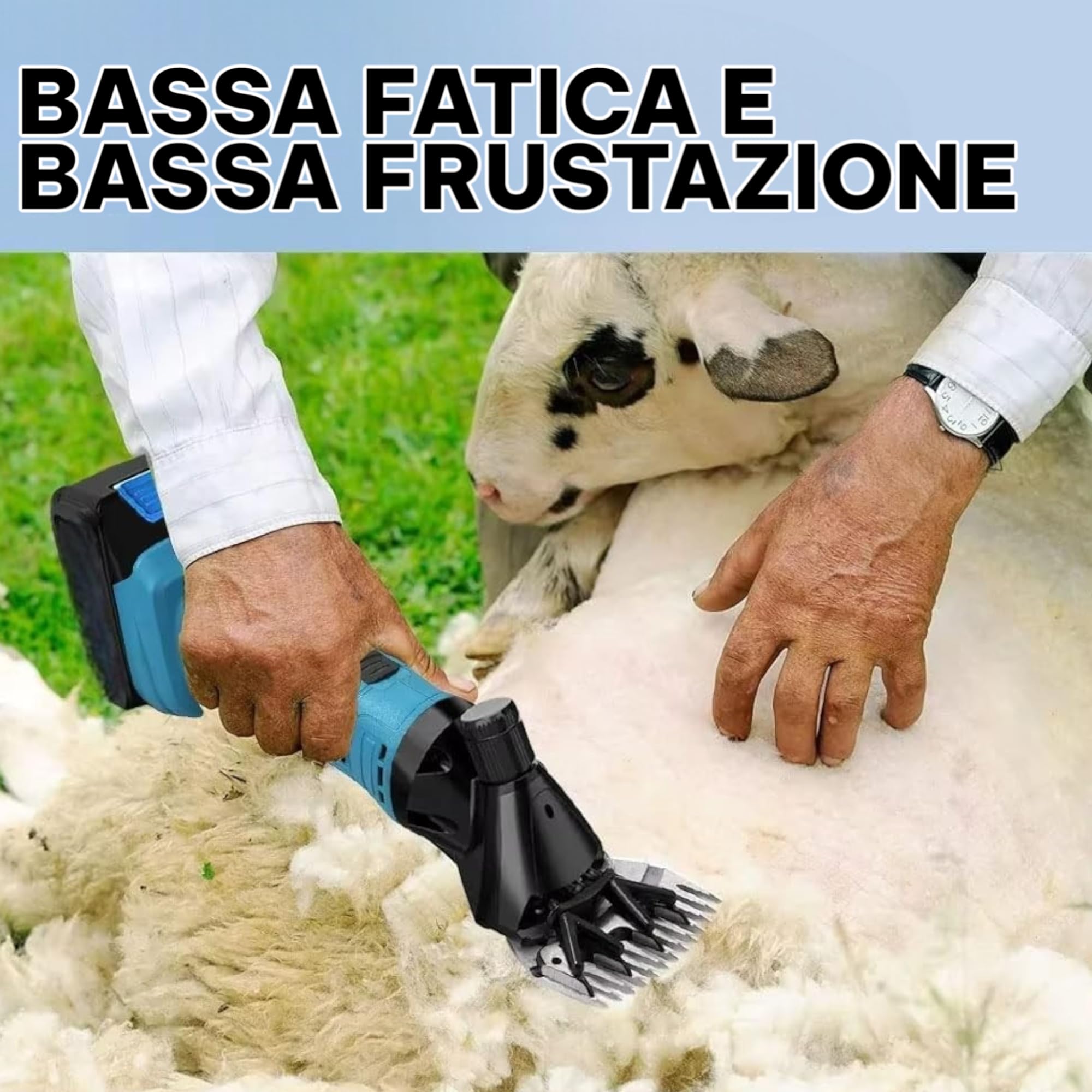 Tosapecore Tosatrice Pecora Doppia Batteria da 42VF 4.0Ah con 6 Velocità Regolabile per Rasare La Lana di Pecore, Capre, Bovini e Altri Animali da Fattoria