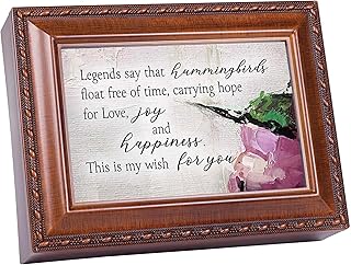 Cottage Garden Hummingbirds Love Joy Happiness - Multicolor 8 x 6 Inch Poly-Cast Resin Musical Jewelry Box