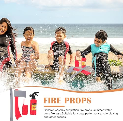 Miniatura 5 de TOYANDONA Juguetes de disparo de agua para niños, juego de rol, accesorios de equipo de bomberos con extintor de incendios, juego de simulación,