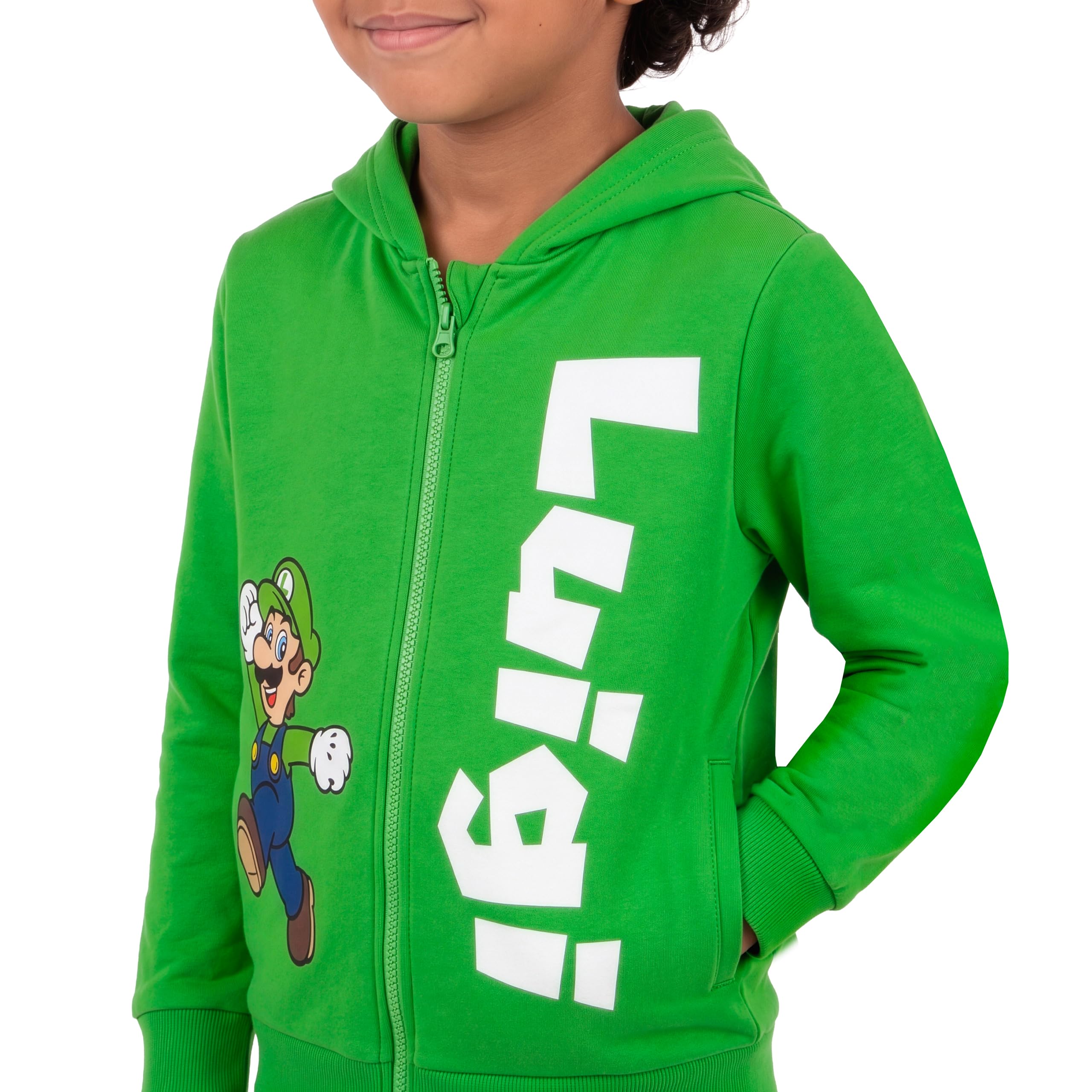 Super Mario Sweats Garçon, Luigi Sweat-Shirt Capuche, Pull Enfant Garcon