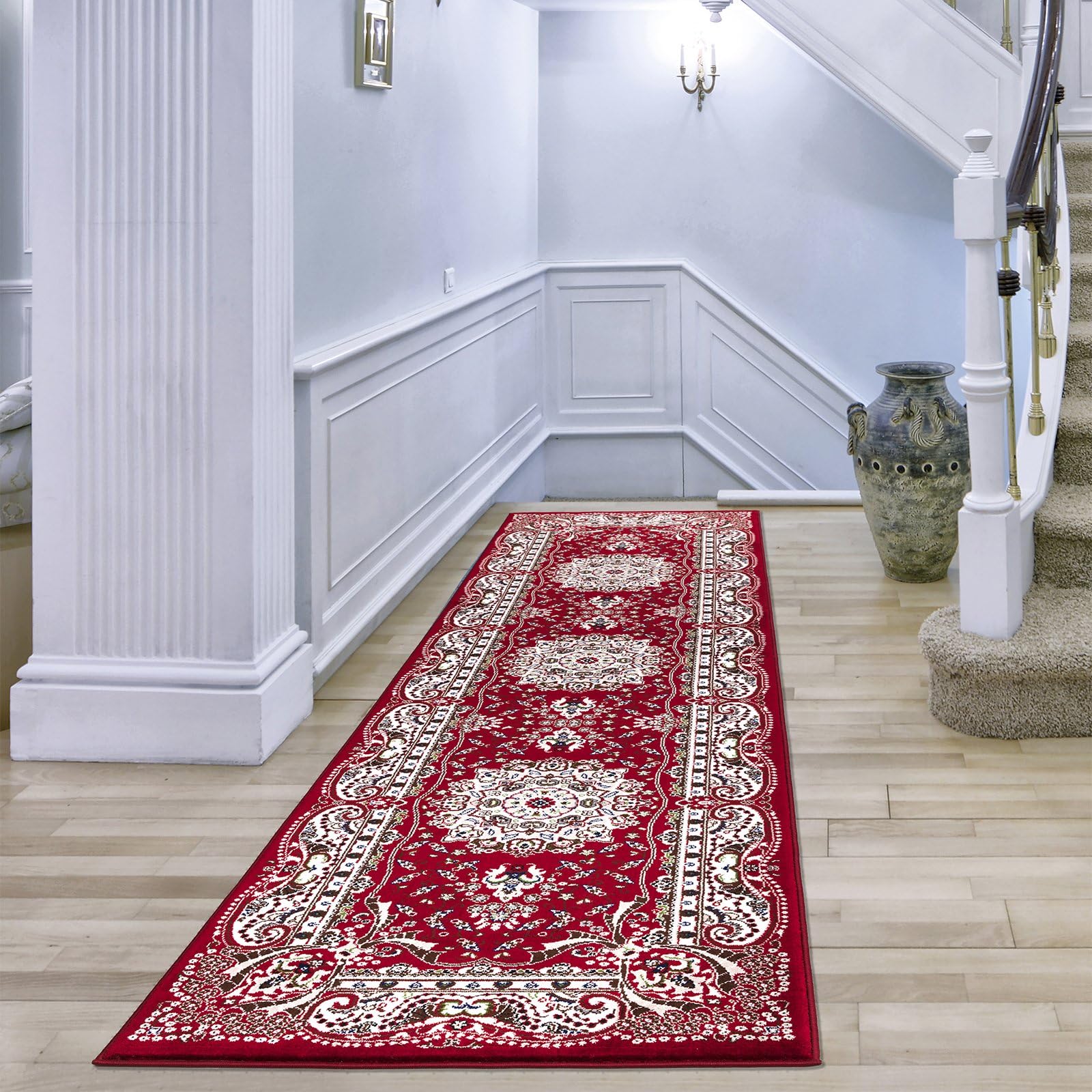 renoazul® Turkish Long Hallway Runner Rug - Rada Red - 80 x 300 cm - Washable Kitchen Rugs, Hall Runners and Living Room Carpet Runner Rug — image 1