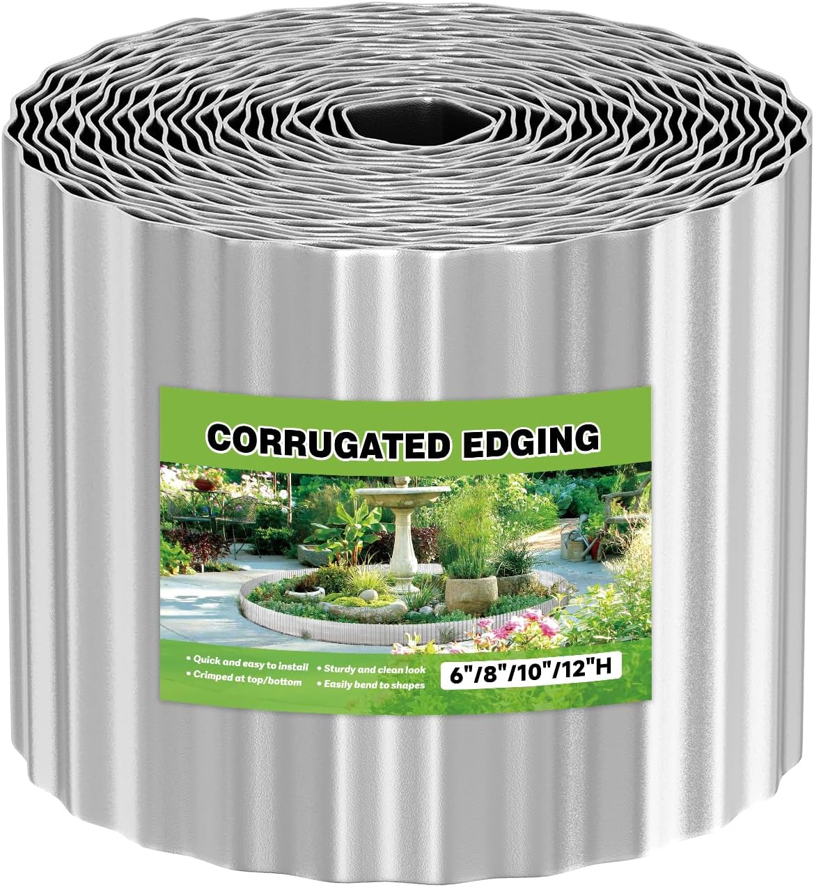 Corrugated Metal Garden Edging,10 "×50 Ft Corrugated Landscape Edging Border for Garden,Flower Bed, Lawn