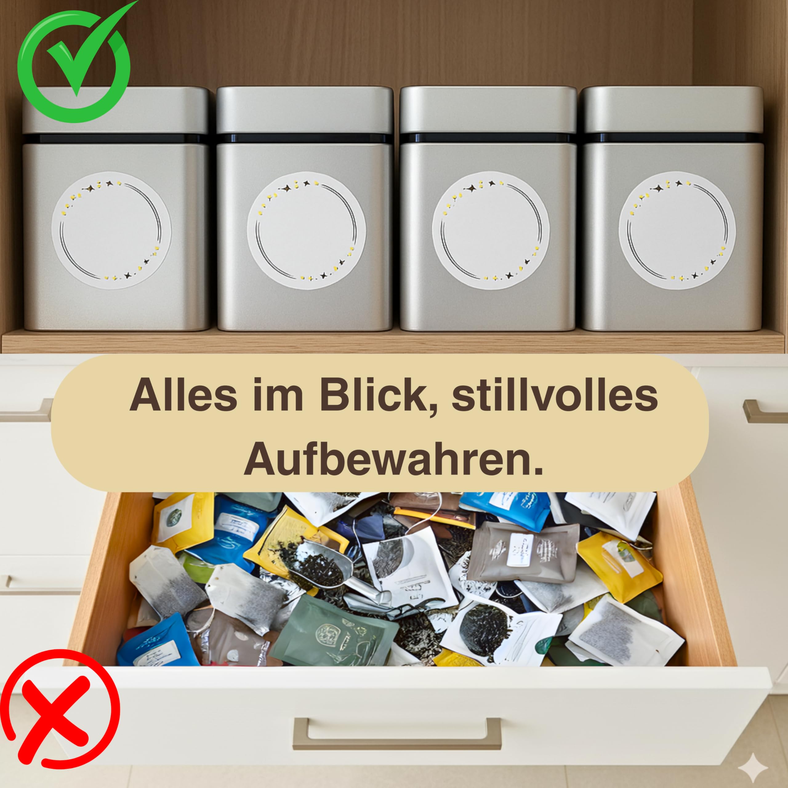 LIVIZIMO 4x Teedosen für losen Tee 100g 150g – Luftdichter Teebehälter aus Metall mit zwei Deckelsystem. Küche, Haushalt & Wohnen