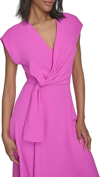 Halston Women's Cross Front V-Neck Fit & Flare Dress