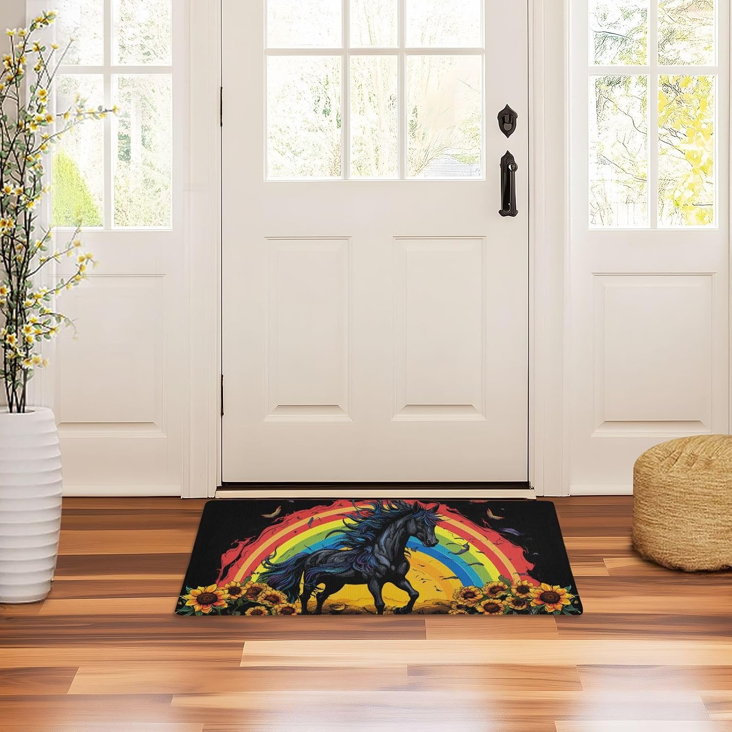 MUKJHOI Funny Welcome Mats, 32"x20" Front Door Mat for Outdoor/Indoor Entrance Horse (19) Entryway Rugs Home Farmhouse Balcony Patio Decor