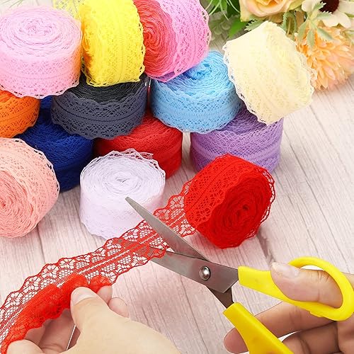 Miniatura 5 de PATIKIL Cinta de encaje de 1.2 pulgadas de ancho de 11 yardas, paquete de 2 rollos de encaje de costura, paquete de regalo, envoltura floral para