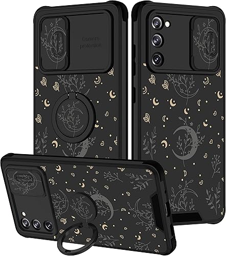 Goocrux Funda 2 en 1 para Samsung Galaxy S20 FE 5G, diseño de plantas de luna para mujeres y niñas, diseño de flores, corazón, estrellas, espacio,