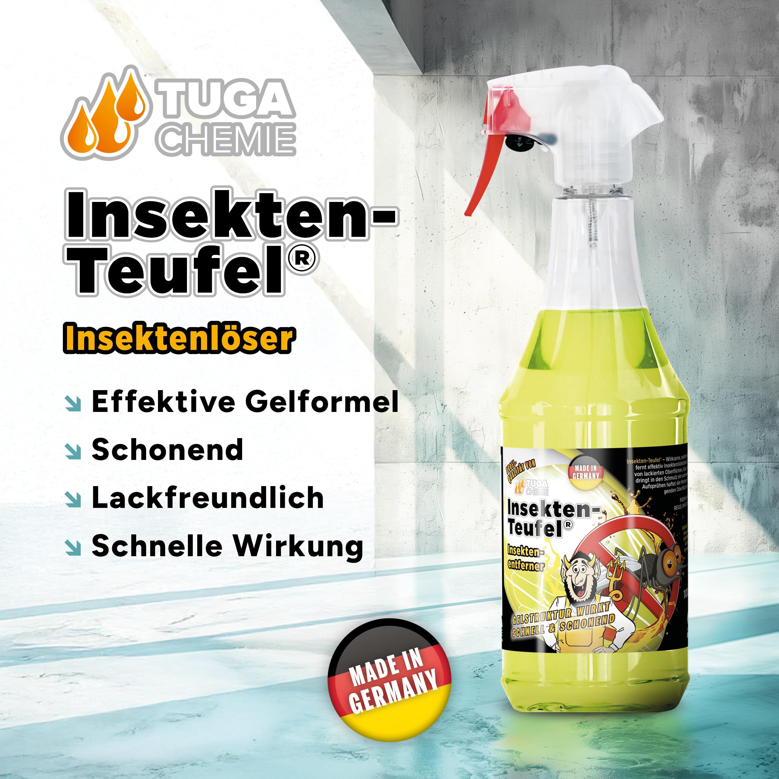 TUGA Chemie Insekten-Teufel Insektenentferner 5 L Kanister Made in Germany | Kraftvoller Insektenreiniger für Auto, Lack, Glas & Kunststoff, Schonende Formel
