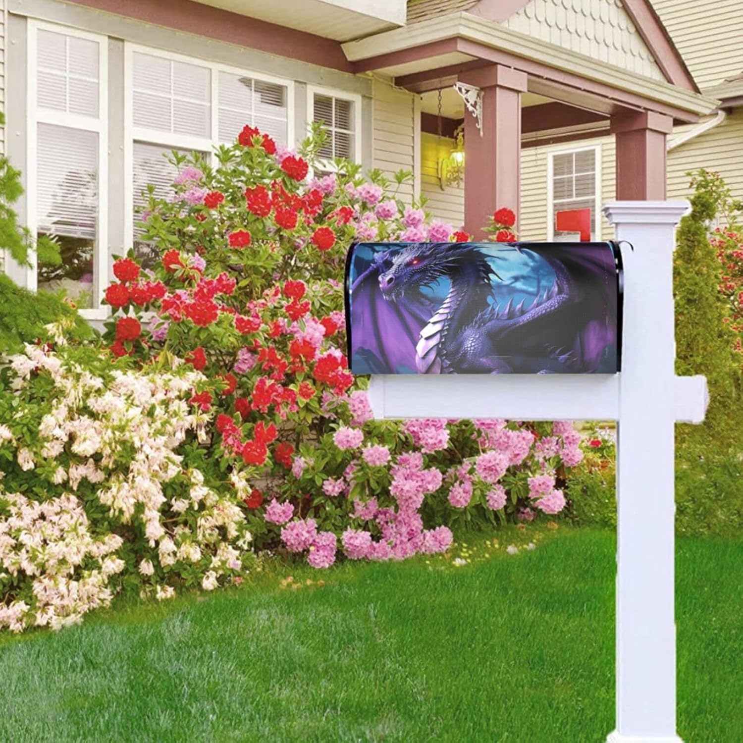 Mailbox Cover Magnetic Mailbox Wraps 21x18 in Purple Dragon Purple Moon Post Letter Box Welcome Mail Wrap Outdoor Letter Box Cover Post Box Cover Decor for Yard Mail Box Covers Garden Outdoor Decor