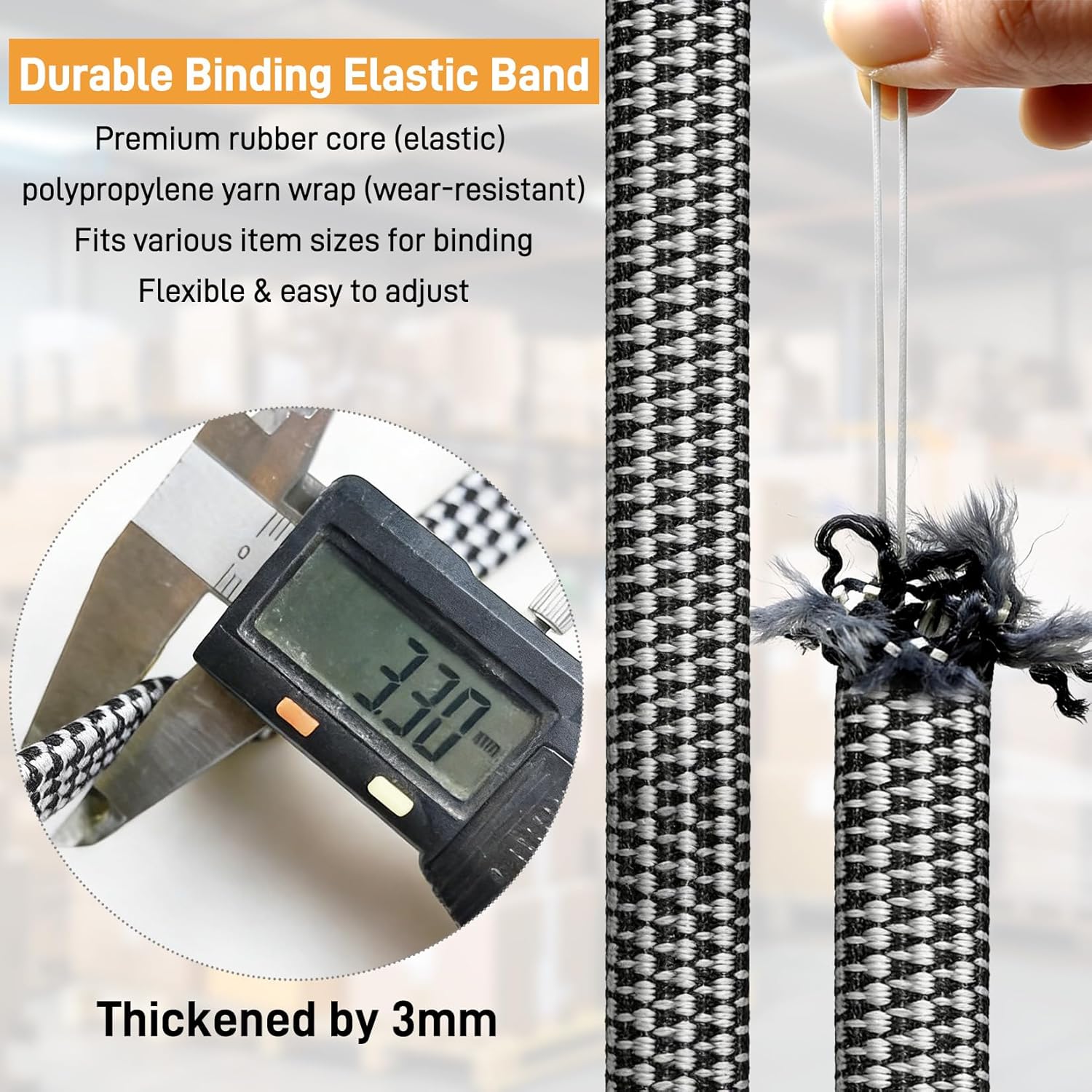 4 Pack 48 Inch Flat Bungee Cords with Hooks, Heavy Duty Adjustable Black Bungee Straps with Metal Buckle Hooks, Rubber Bungee Cords for Outdoor, Camping, Tarps, Tent, Bike Rack, Truck