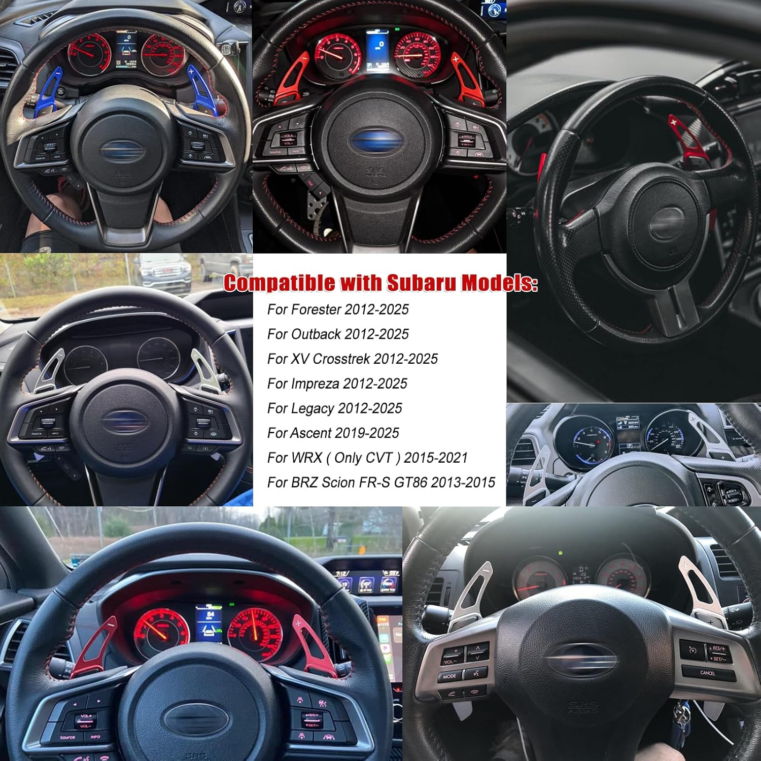 CKE Compatible with Subaru Crosstrek Forester Outback Impreza Legacy Ascent WRX BRZ Scion FR-S GT86 Accessories Car Paddle Shifter Extension Shift Paddle Cover Trims -Red