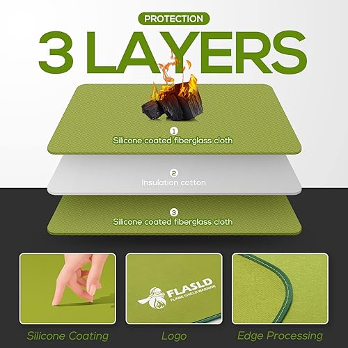 Miniatura 44 de FLASLD Alfombra ignífuga para chimenea, 24 x 42 pulgadas, resistente al fuego, resistente al fuego, resistente al calor, antiadherente, protector