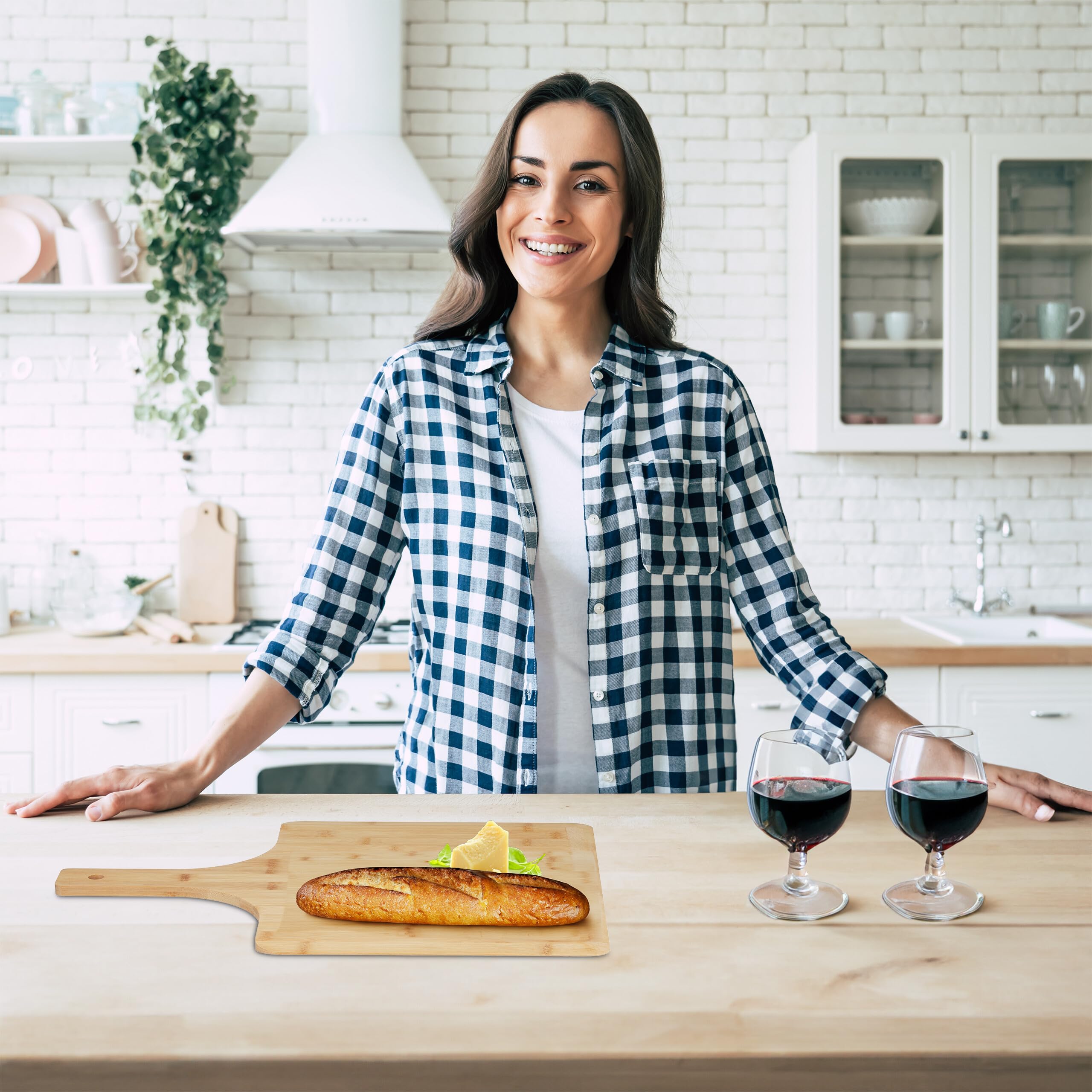 Relaxdays Planche à Pizza XXL, Lot de 2, 50x38 cm, carrée, spatule, Bords Plats, poignée, Support, Nature