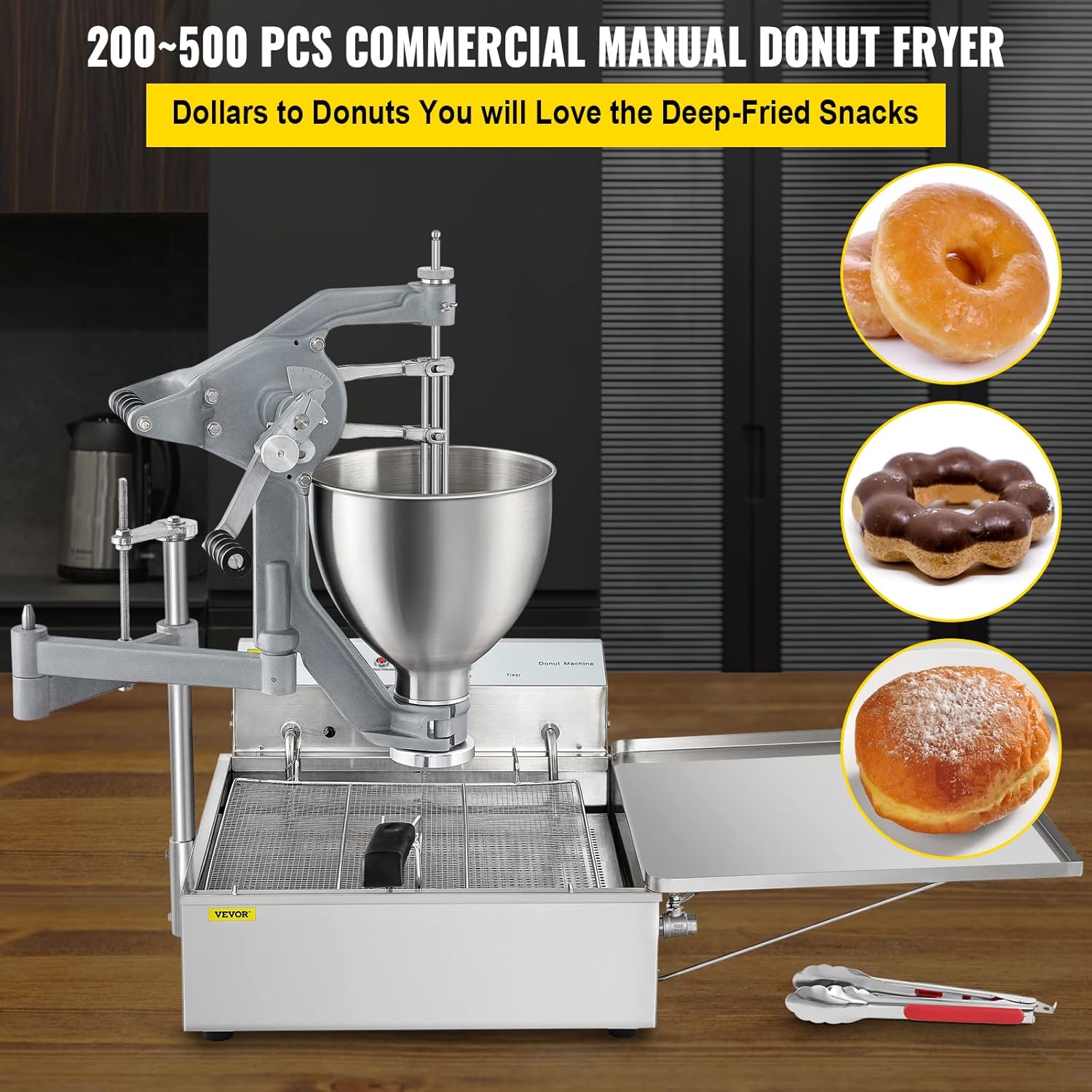 Buy VEVOR Donut Fryer Manual Commercial Mini Donut Maker 9L Capacity Hopper Donut Fryer