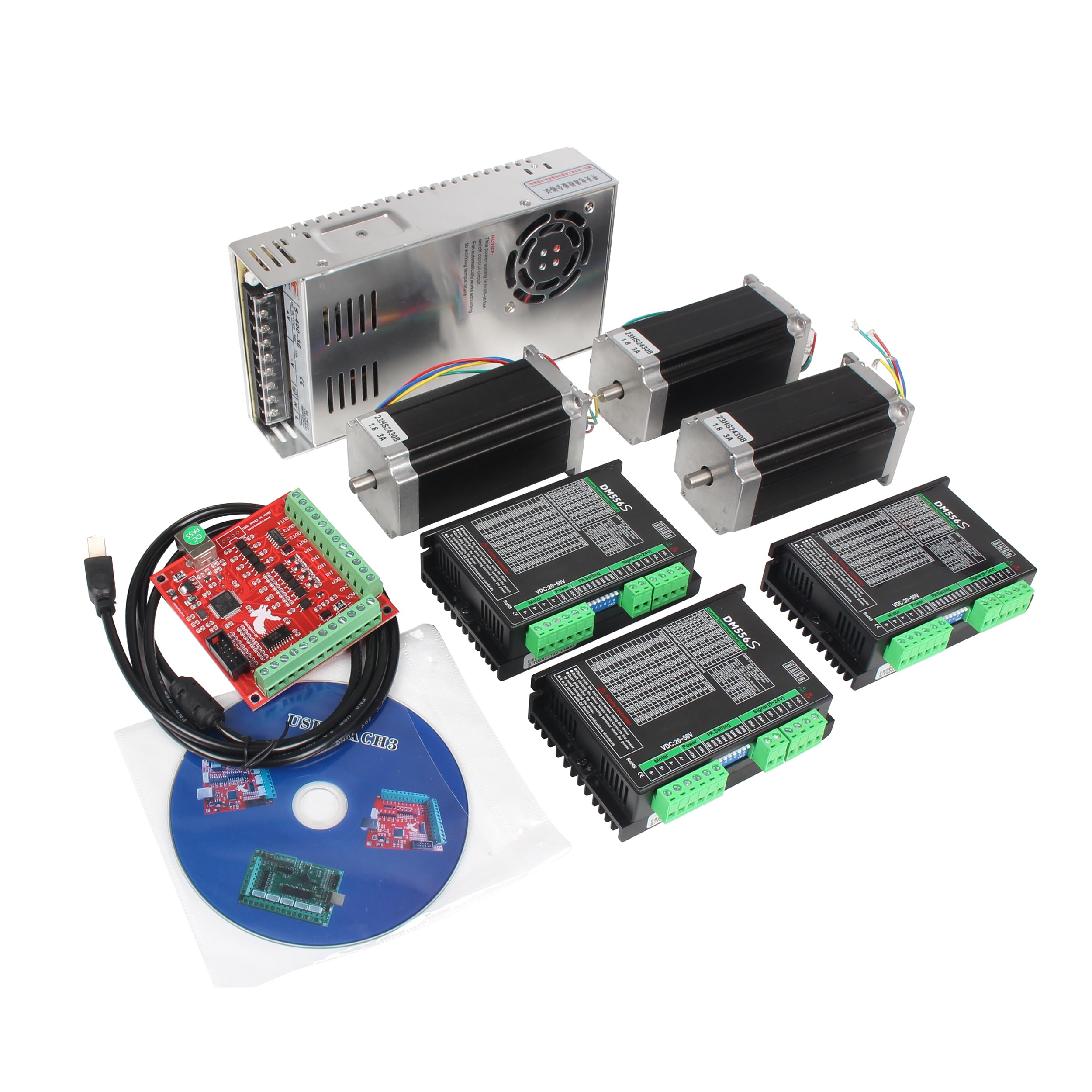 CNCTOPBAOS 3 Axis Nema23 Stepper Motor Driver CNC Kit,Dual