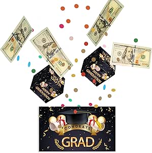 Amazon.com: shupai Graduation Money Box, Bounces Cash Exploding Money ...
