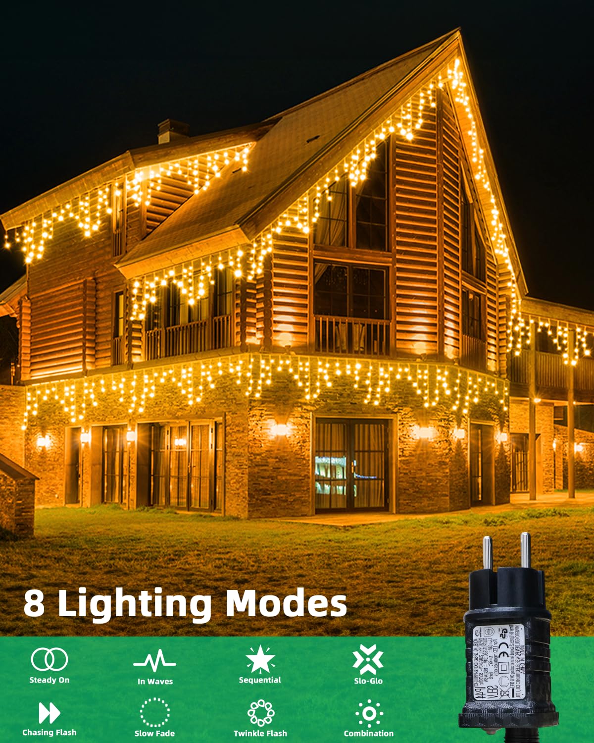 LEDYA Lichterkette Außen, 7.5M 240led Eisregen Lichterkette Außen, 6er-Serienschaltung möglich, Memory-Funktion, Timer 8 Modi Weihnachtsdeko outdoor für Fenster Balkon Garten
