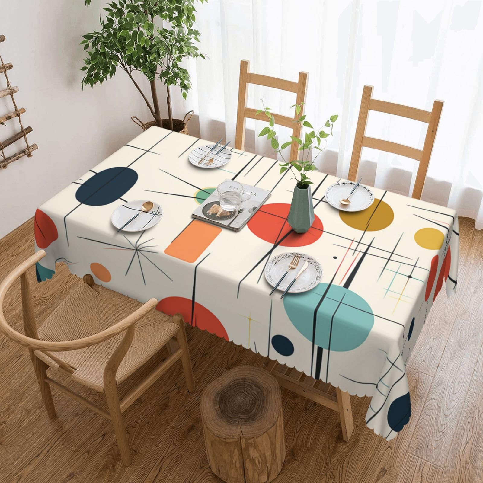 STVYUKL Modern Mid Century Tablecloth Stain Wrinkle Resistant Washable Waterproof Table Cover Rectangular Kitchen Table Cloth for Dinning Room Kitchen Picnic Patio Party Decor 54x72 Inch