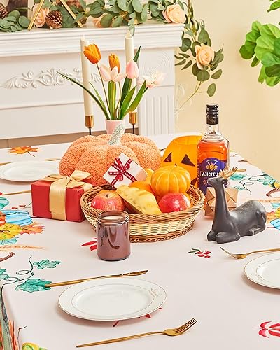 Miniatura 6 de BlissBreeze Mantel rectangular para otoño, decoración de Acción de Gracias, 60 x 104 pulgadas, impermeable