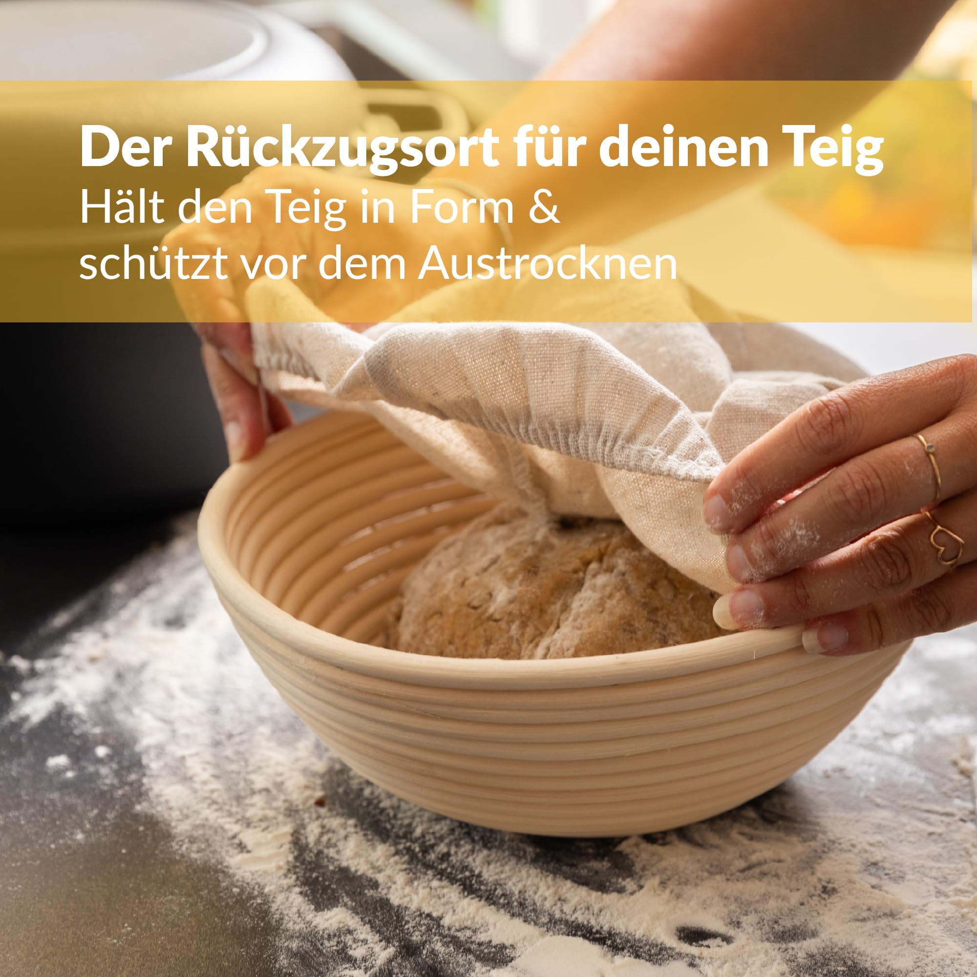 Chefarone Gusseisen Topf 26 cm 4,6 l mit Gärkorb und Teigschaber – Brotbacktopf mit Deckel, Induktion & Backofen geeignet – Vielseitiger Bräter zum Backen, Schmoren, Braten, Kochen