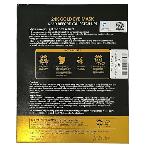 Miniatura 9 de Under Eye Patches (24 Pairs) - 24K Gold Eye Masks Enriched with Abundant Collagen  Diminish Dark Circles and Puffiness  Anti-Aging, Smooth Fine