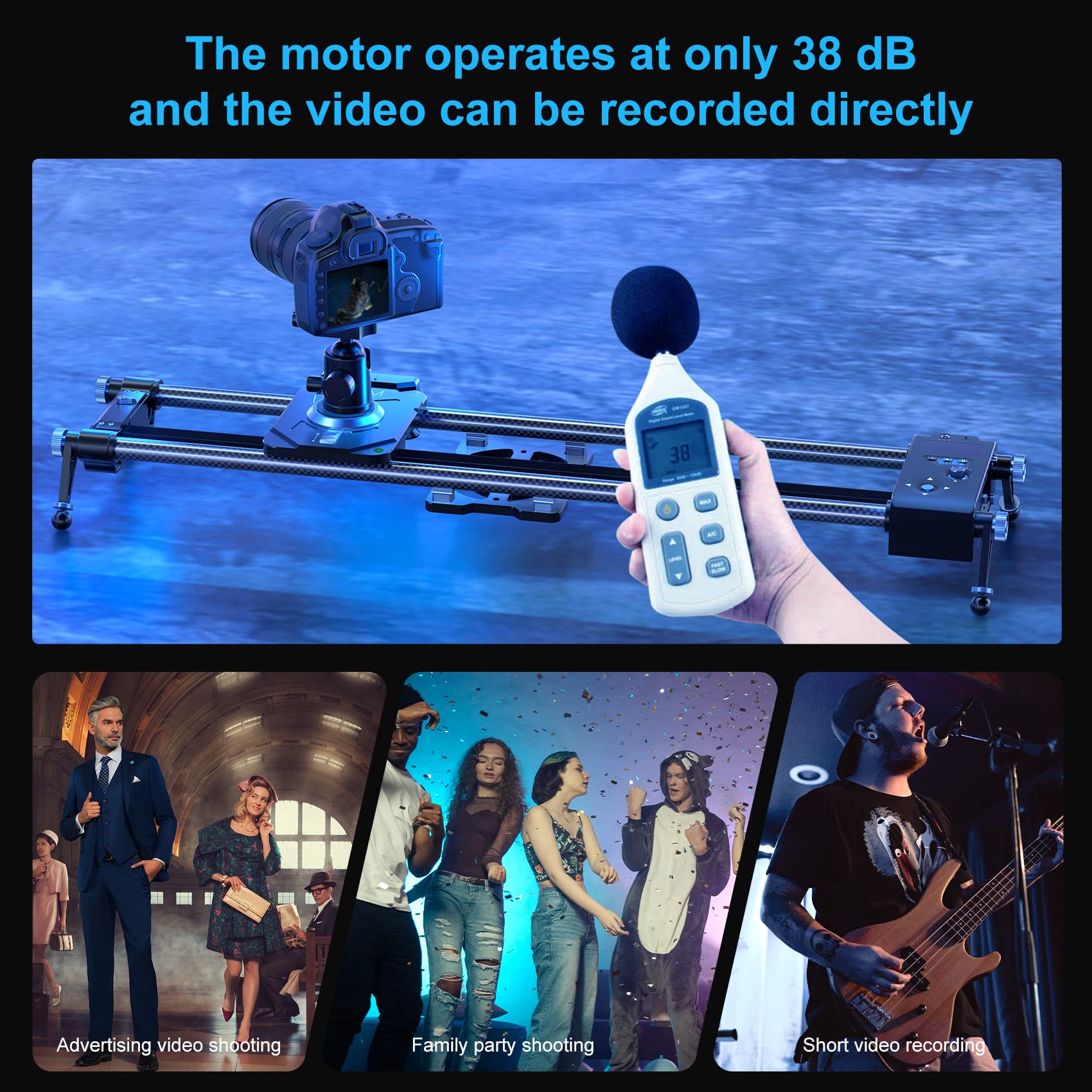 GVM 80cm motorisierter Kamera Slider, Kohlefaser Fotografie Kameraschiene mit APP Steuerung, Stabilising Schieberegler mit Zeitraffer Videoaufzeichnung und Fokus Tracking für DSLR Kameras