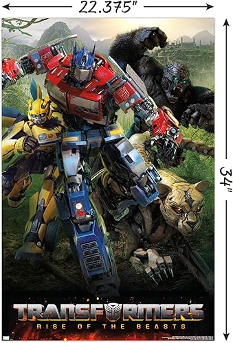 Miniatura 3 de Hasbro Transformers Rise of the Beasts - Póster de pared Big 4, 34 pulgadas de largo x 22.4 pulgadas de ancho, paquete de póster y clip