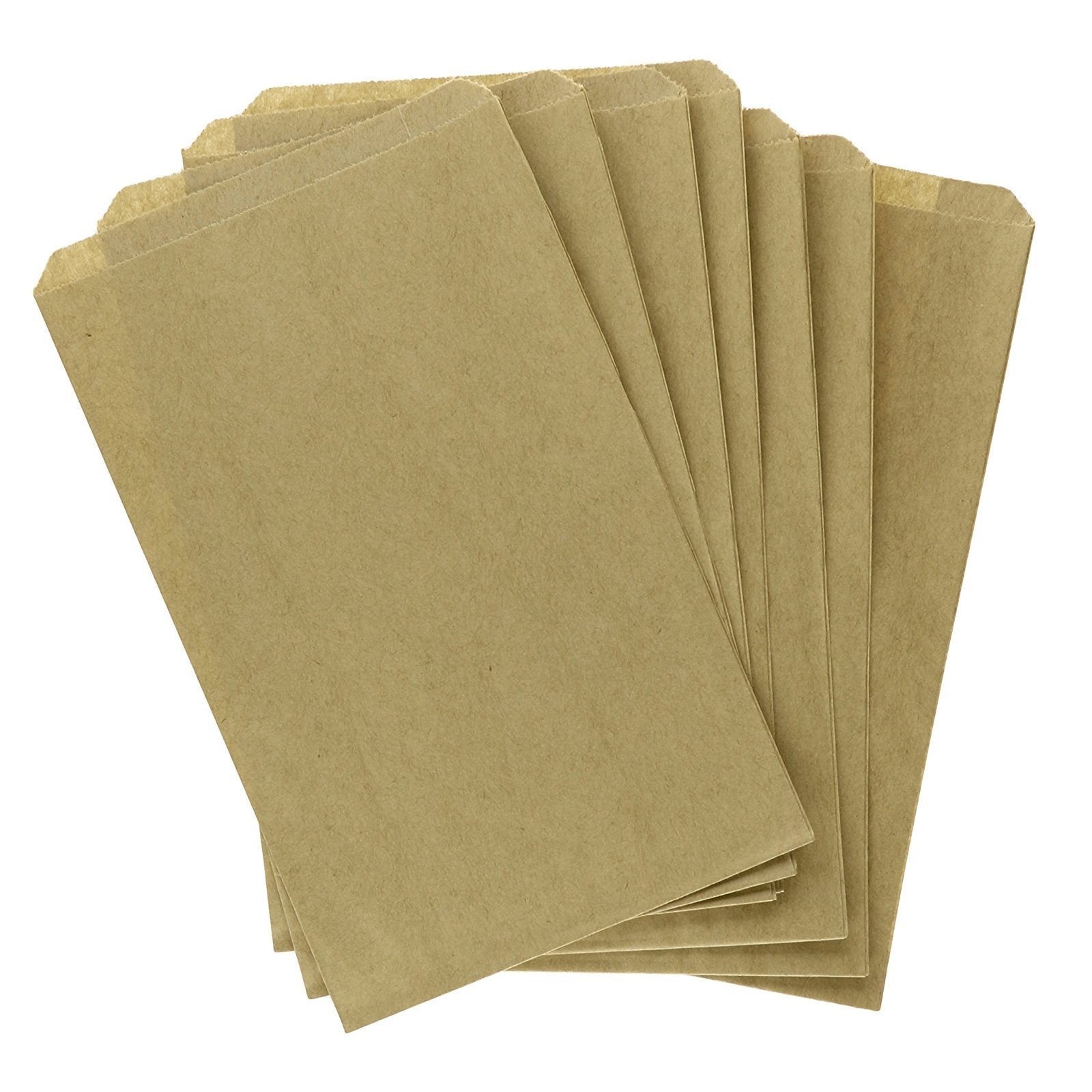Flexicore Packaging Count Flat Kraft Paper Bags By Shopping Mechandise Party Gift Bags 5"x7.5 Brown