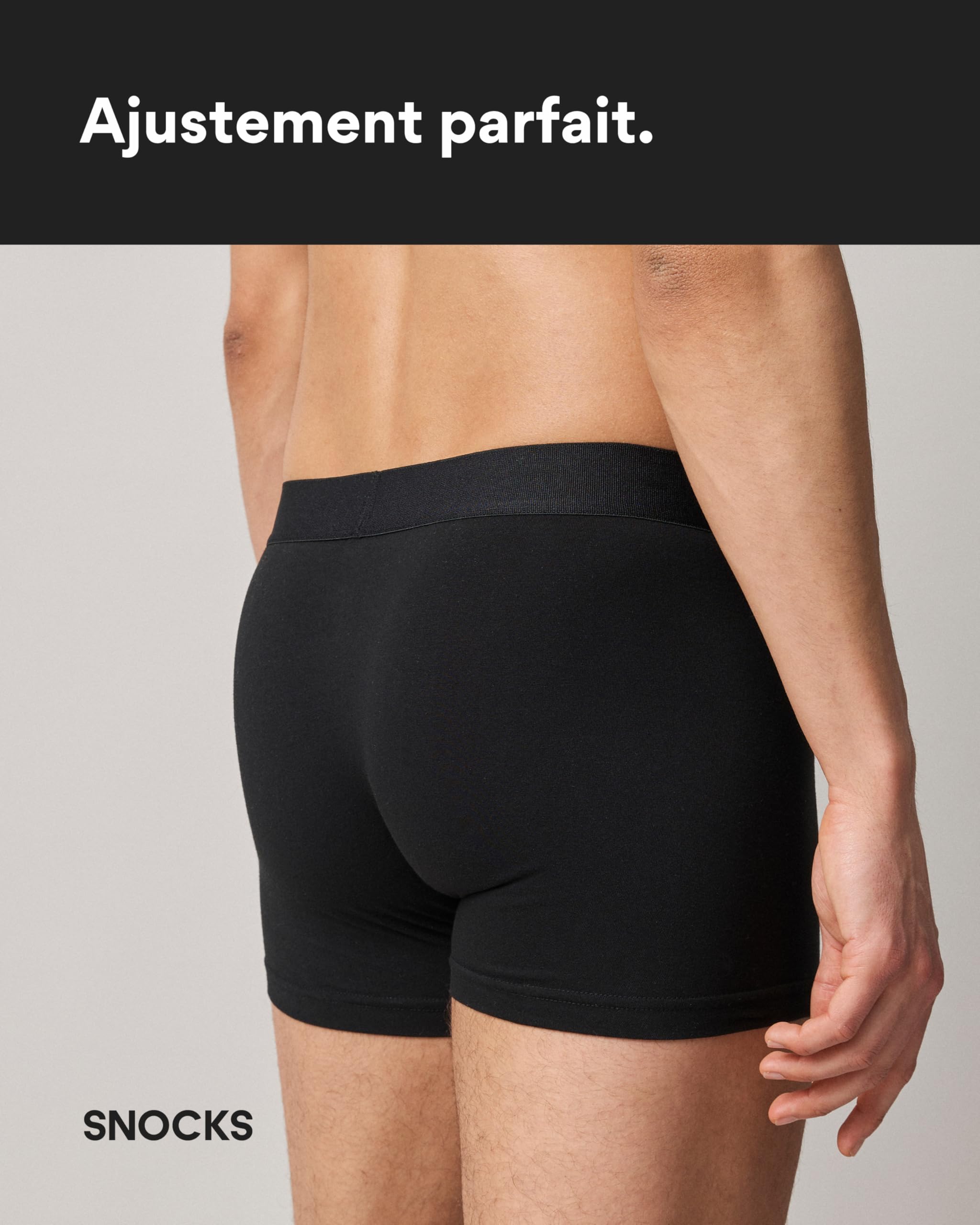 Snocks – Boxer Homme Sans Logo – Lot de 6 – Respirant et Confortable – Coton Bio Certifié GOTS – Slip Idéal pour Sport et Quotidien – Caleçon Tailles S à 3XL