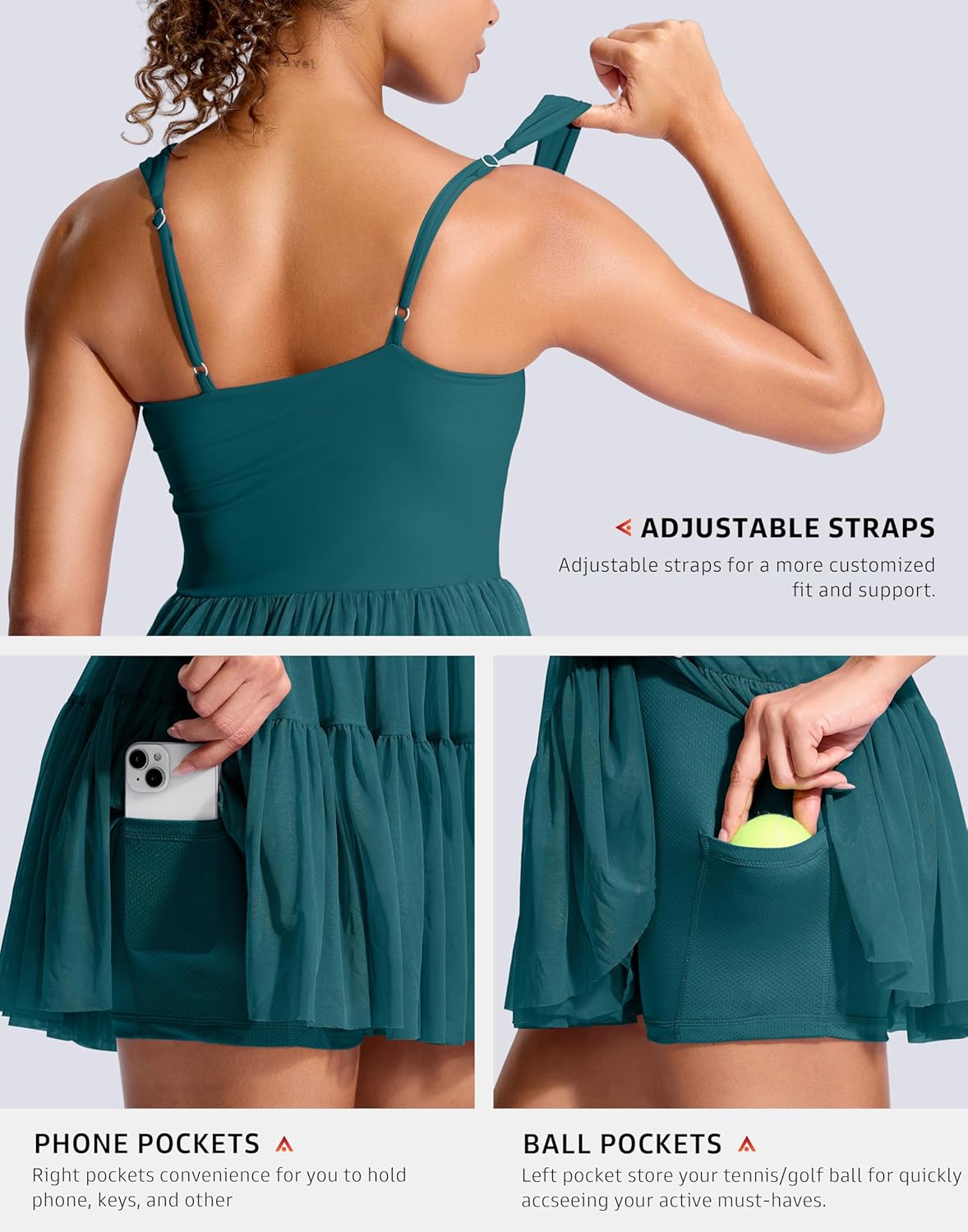 Soothfeel Tennis Dresses for Women Athletic Dress with Built in Shorts & Bra Flowy Golf Workout Dresses with Pockets Summer - Image 4