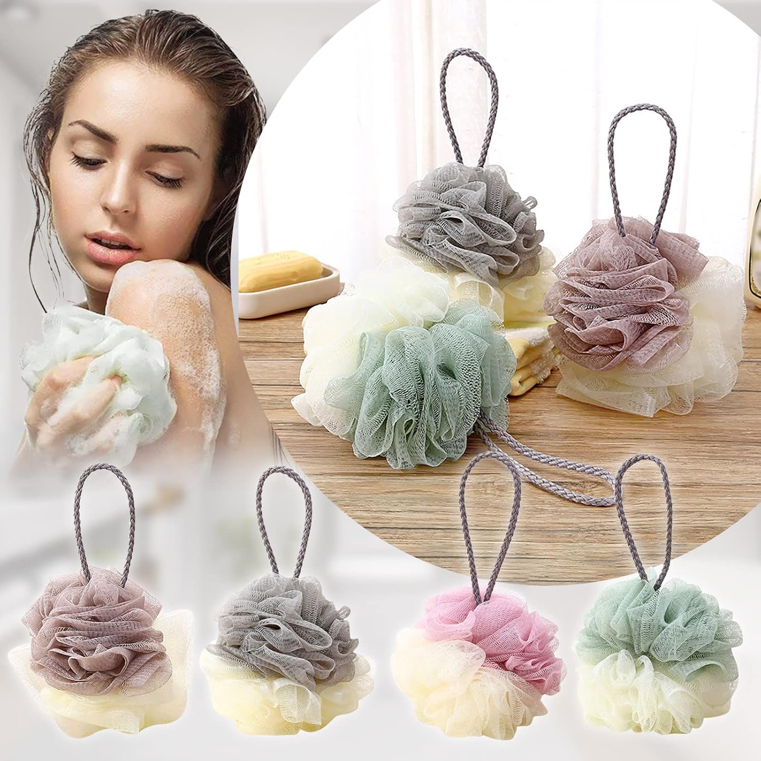 Bath Sponge Shower Loofah Tennis Sponge Multicolor Bathroom Men Ladies Scrubber Cleaning Loofah Bath Accessories Dropshiping Practical and Fashion : Beauty & Personal Care