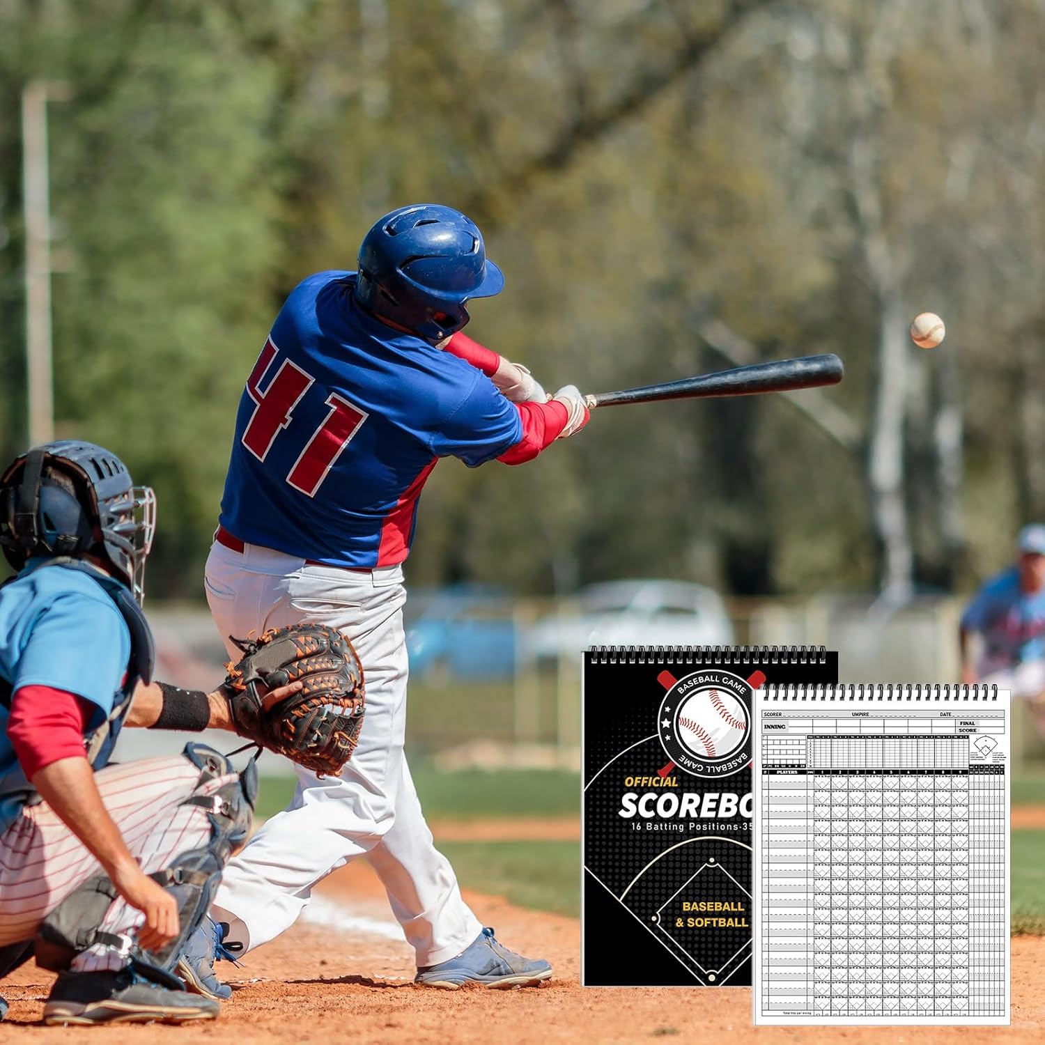Zhanmai 35 Games Baseball and Softball Scorebook Baseball Softball Lineup Cards Lineup Sheet Side by Side Score Keeping Book Stats Book Batting Average Chart for Scorekeeper Coaching Tracking