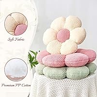 Vista 4 de Almohada Decorativa de Flores, Almohada de Suelo Suave Blanca con Forma de 14.9" para Decoración del Hogar, Lindas Almohadas Decorativas de Felpa