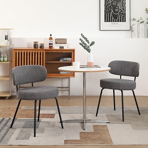 Miniatura 7 de DYHOME Sillas de comedor negras, juego de 2 sillas de comedor de cocina, sillas de comedor modernas tapizadas de mediados de siglo con respaldo