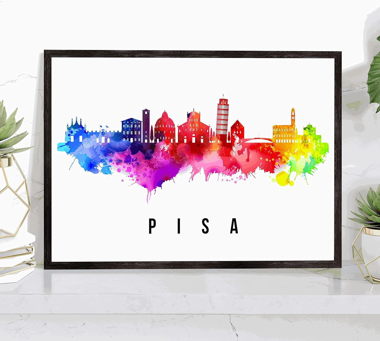 Pisa Skyline Italy Poster, Pisa Cityscape Painting, Italy Poster, Pisa Cityscape and Landmark Print, Home Wall Art, Office Wall Decor - 12x18 Inches