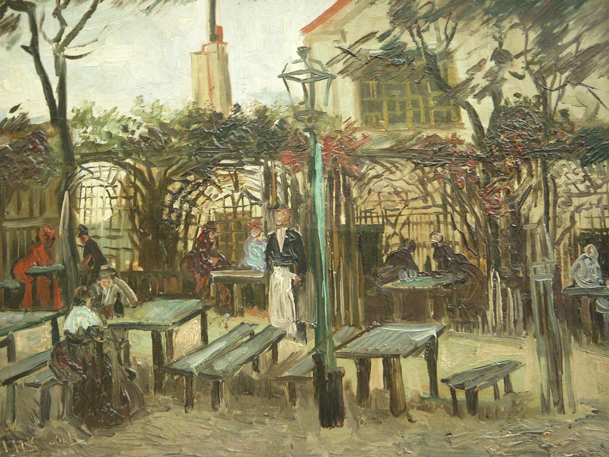 Artxlxxbn No Frame Famous Print Painting Colorful Art Print Gartenlokal La Guinguette Auf Dem Montmartre Canvas Art Decorations For Home Decor 60X90cm
