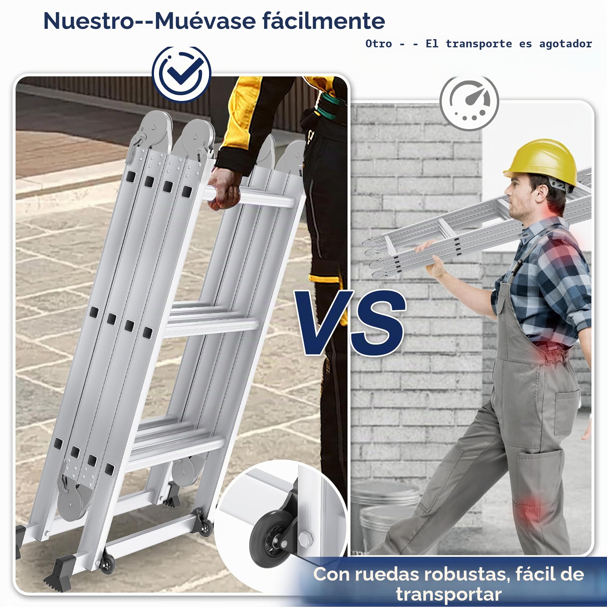 YRHome - Escalera multiusos 6 en 1, de aluminio, articulada, plegable, escalera de tijera, 340 cm, multifuncional, con plataforma, hasta 150 kg de capacidad, 4x3 peldaños, plateada